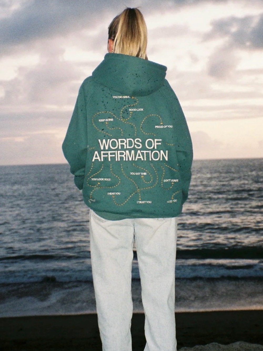 Dandy worldwide words of affirmation Oversized Lux Hoodie in Green small